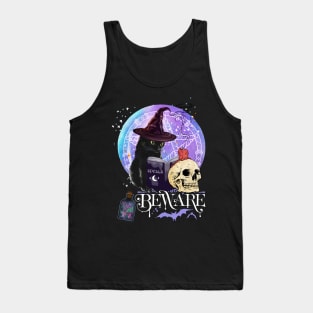 Black cat Magic Witch Tarot cards Beware potion witchy Witchcraft astrology Halloween Tank Top